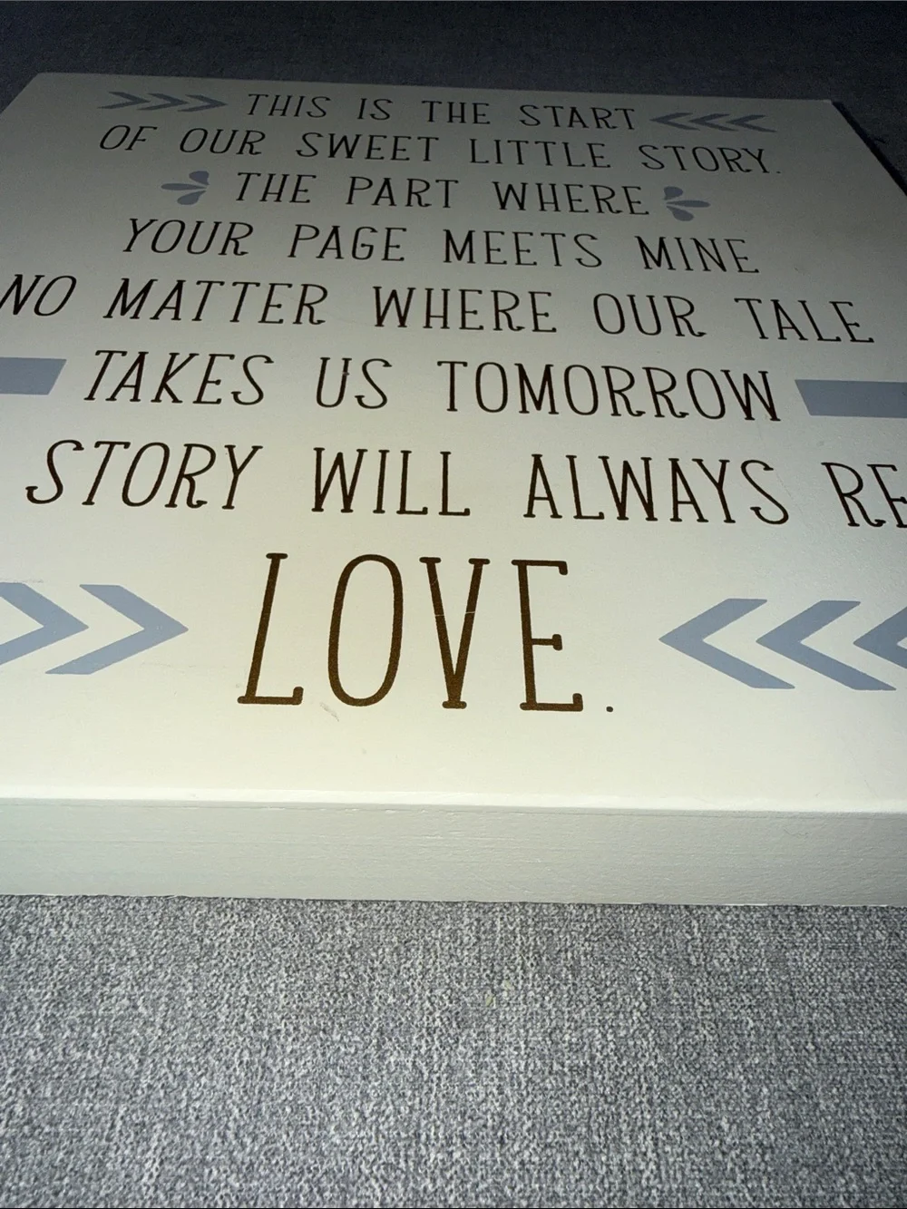 Love Story Wall Art Plaque in Cream and Gold